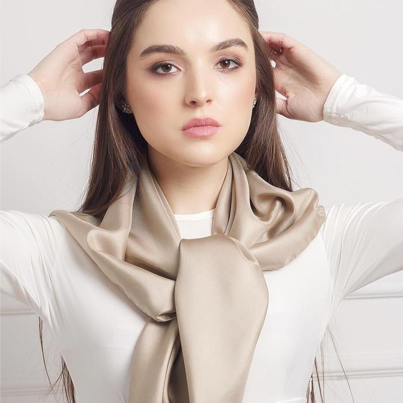vimate 35" Square Silk Like Head Scarf - Women's Fashion Satin Scarf Bandana for Hair Wrapping at Night. - Image 5